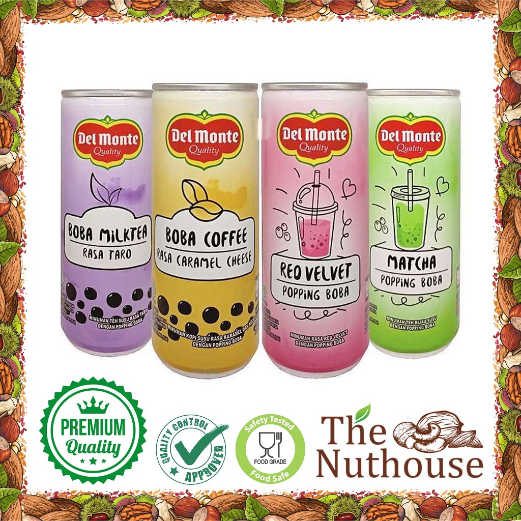 

Del Monte Boba Coffee Rasa Caramel Cheese / Boba Milk Tea Rasa Taro / Matcha Popping Boba / Delmonte Red Velvet Popping Boba 240ml [HALAL]