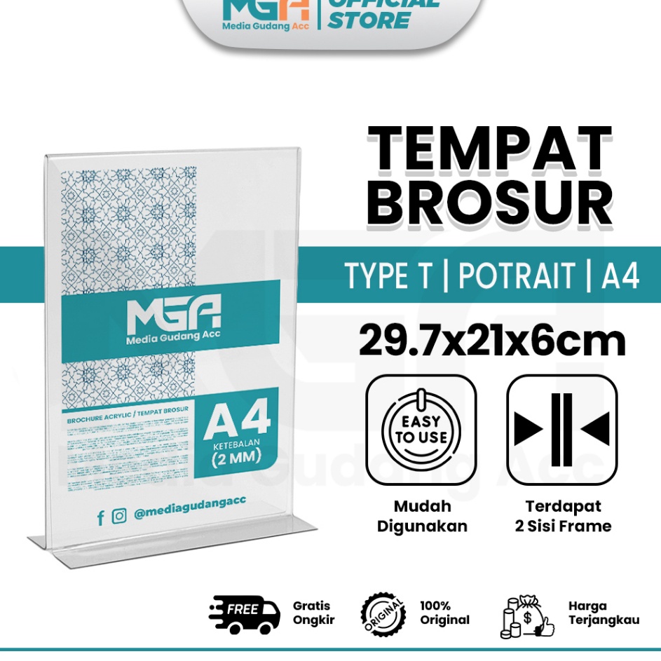 

Big Sale T Brosur A4 Potrait 2 Sisi Akrilik 2mm Tent Holder Tent Card Stand Display Desk