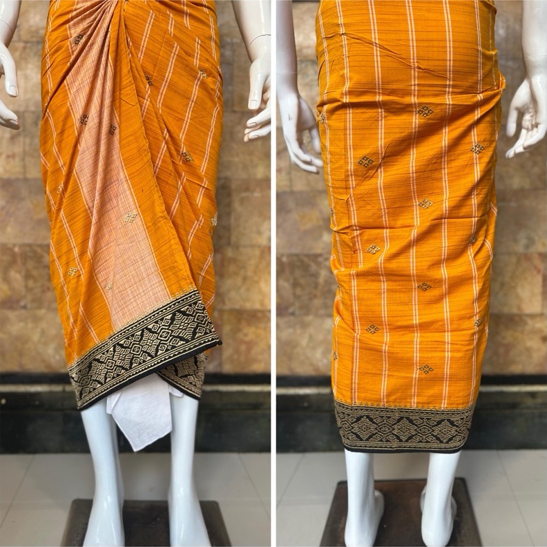 KODE O64B Saput Endek Kuning Premium Bali Pria