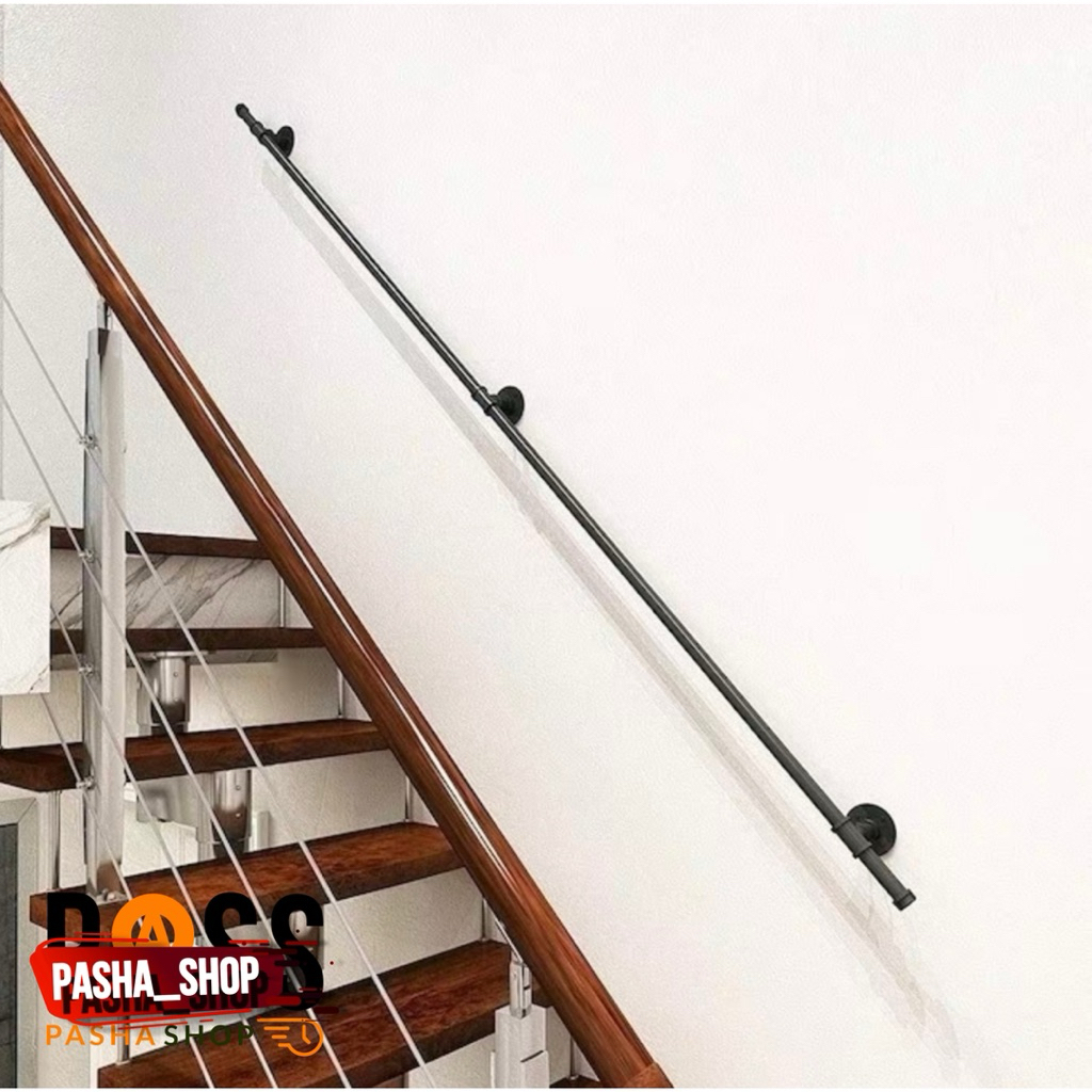 Railing tangga industrial / pegangan tangga pipa besi / genggaman tangga