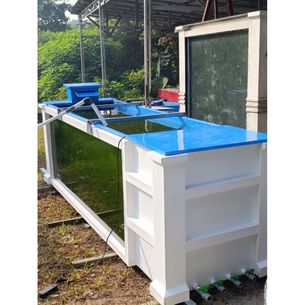 bak ceukom fiber 300*80*100 cm kaca+filter +tutupnya