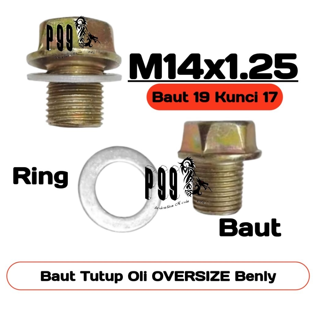 Baut tutup oli oversize honda yamaha baut tap oli mesin bawah benly halus m14×1.25 drat baut 19