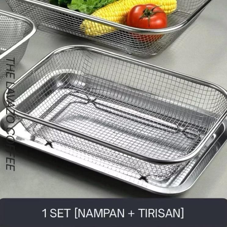 COD  PROMO 1set nampan saringan stainless  tirisan minyak  food drying tray  keranjang tinggi stainl