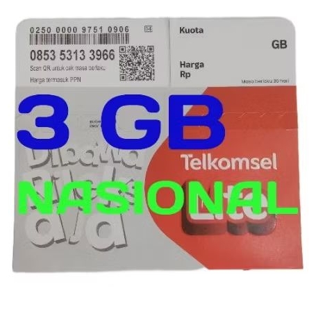 kartu perdana paket Telkomsel 3 gb