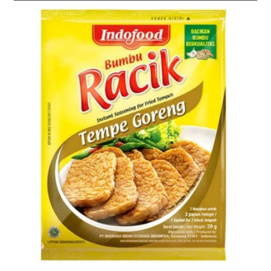 

bumbu racik tempe goreng Indofood isi 20 gr per sachet per pcs