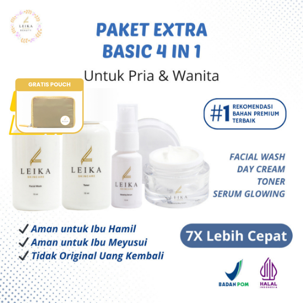 Paket 4IN1 Leika Skincare - Skincare Flek Hitam Membandel Leika Skincare BPOM Skincare Flek Hitam