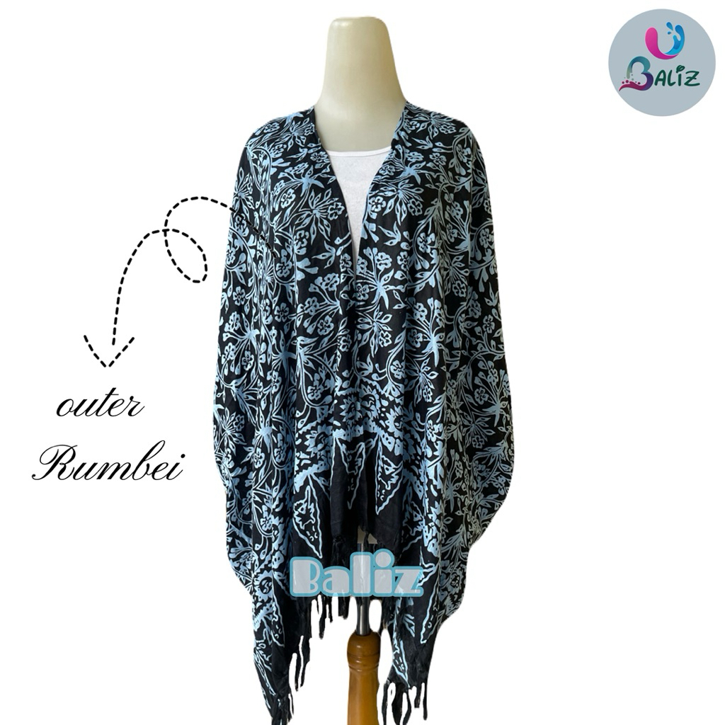 outer rumbei motif sikarau - baju santai - baju pantai - jaket bali