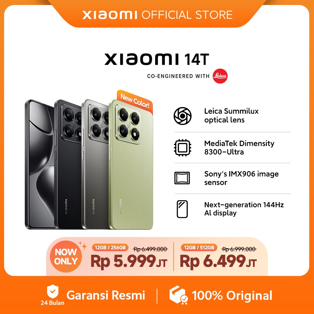 Xiaomi 14T (12/256) (12/512) | Leica Summilux Optical Lens | MediaTek Dimensity 8300-Ultra | 144Hz AI display [Official Store]