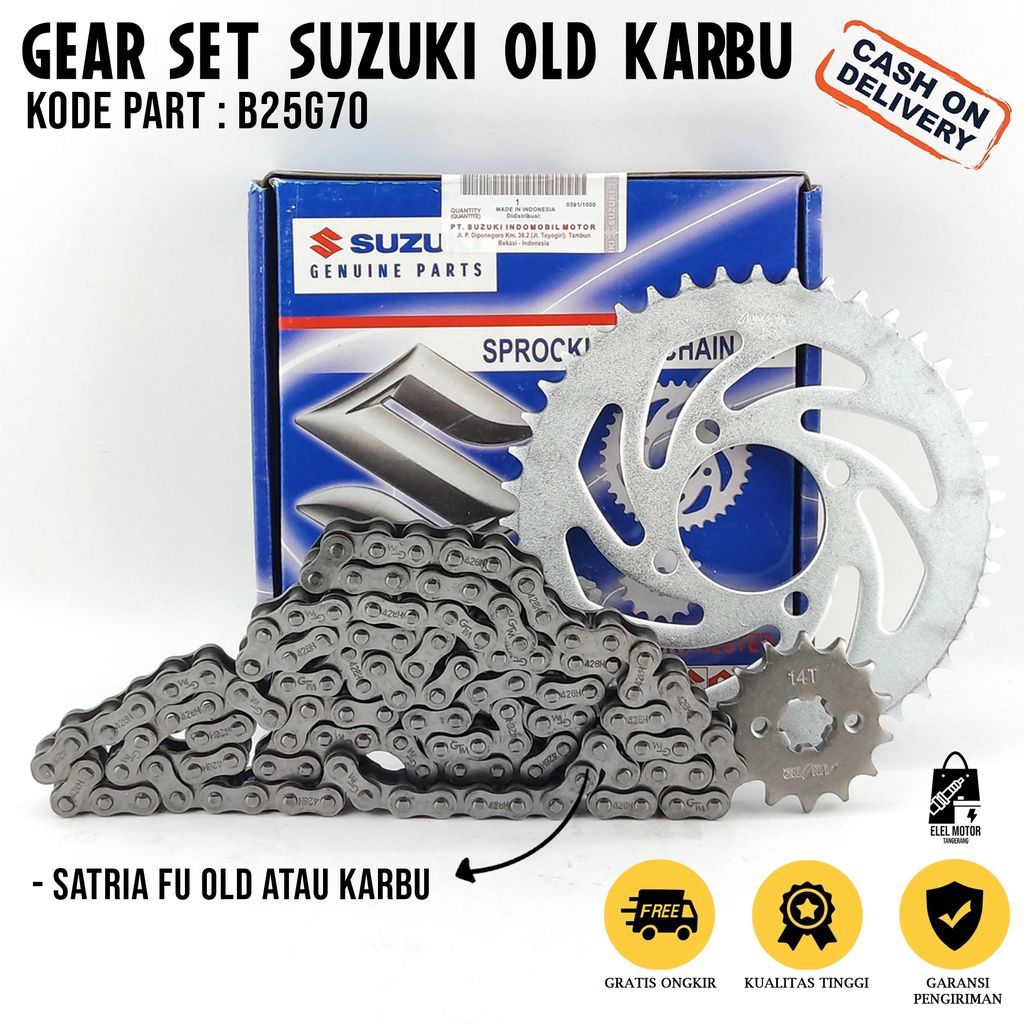 gear set Suzuki FU old, Satria FU lama Satria FU barong, gir set plus rantai Suzuki ori