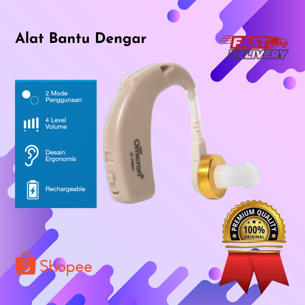 Alat Bantu Dengar Telinga Charger Tanpa Kabel Mini Untuk Orang Tua Original Omicron