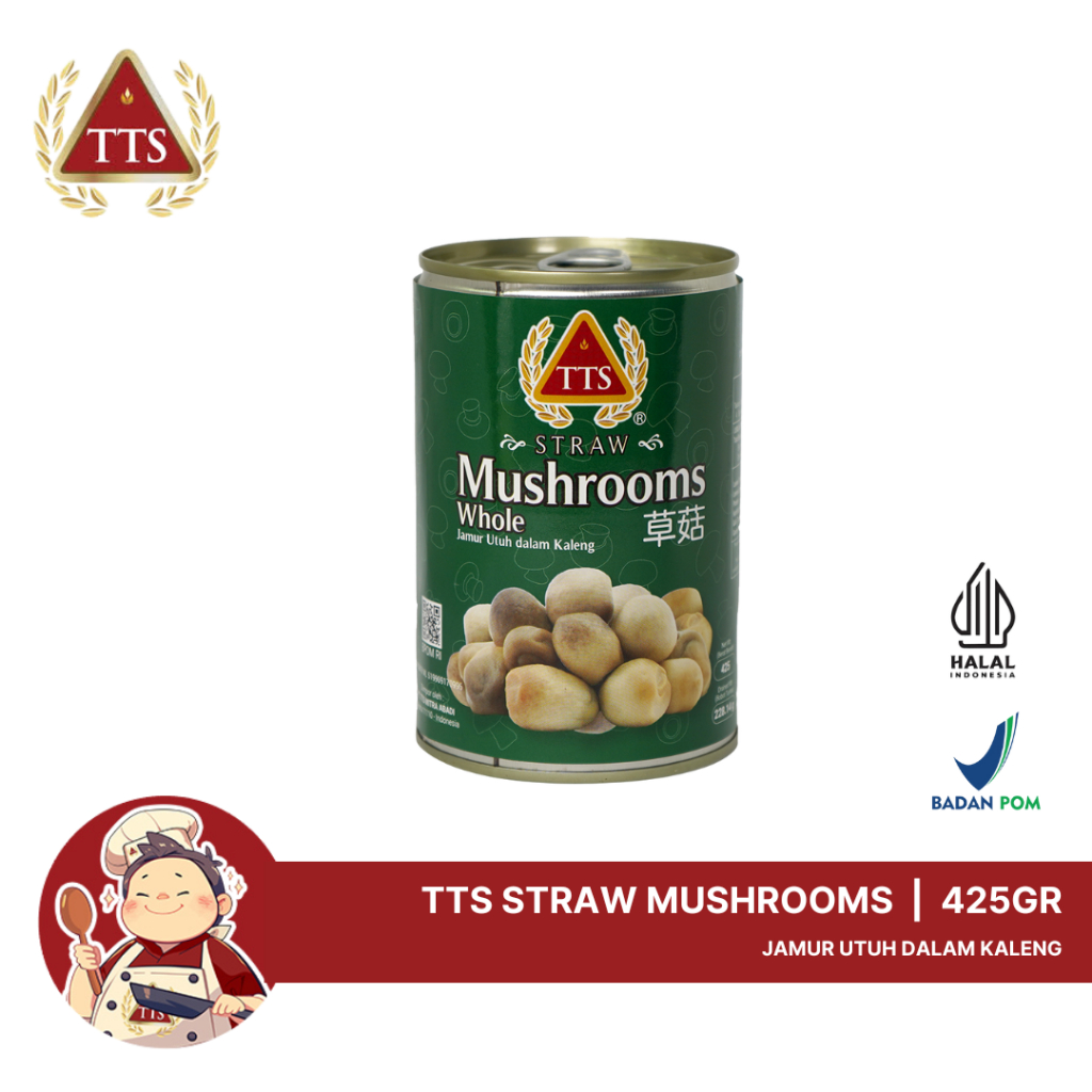 

TTS Brand Straw Mushroom / Jamur Kaleng 425g
