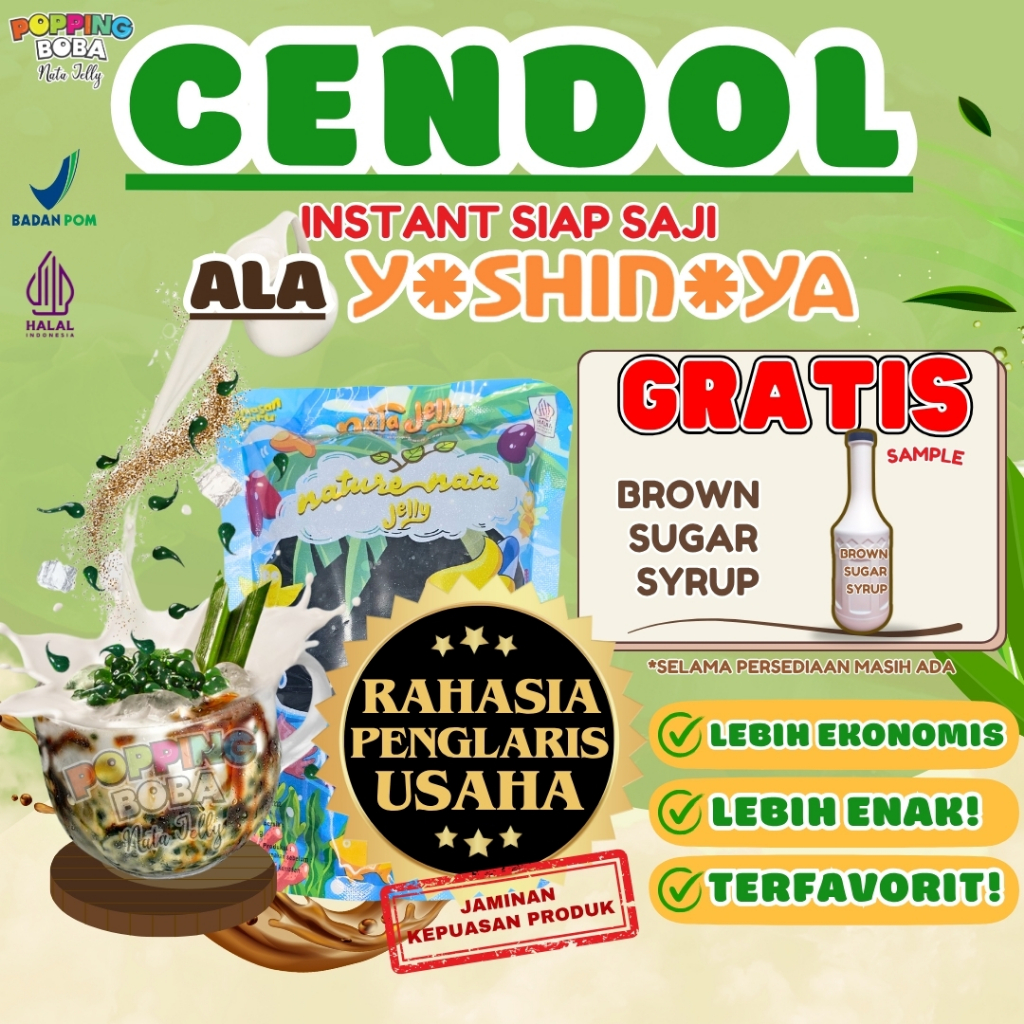 

JellyCendolKecebongAlaYoshinoyaKombinasi HOMELAB Bubuk Minuman Powder Drink - Jelly Cendol Kecebong 500 Gram | Cocok Untuk Semua Jenis Minuman