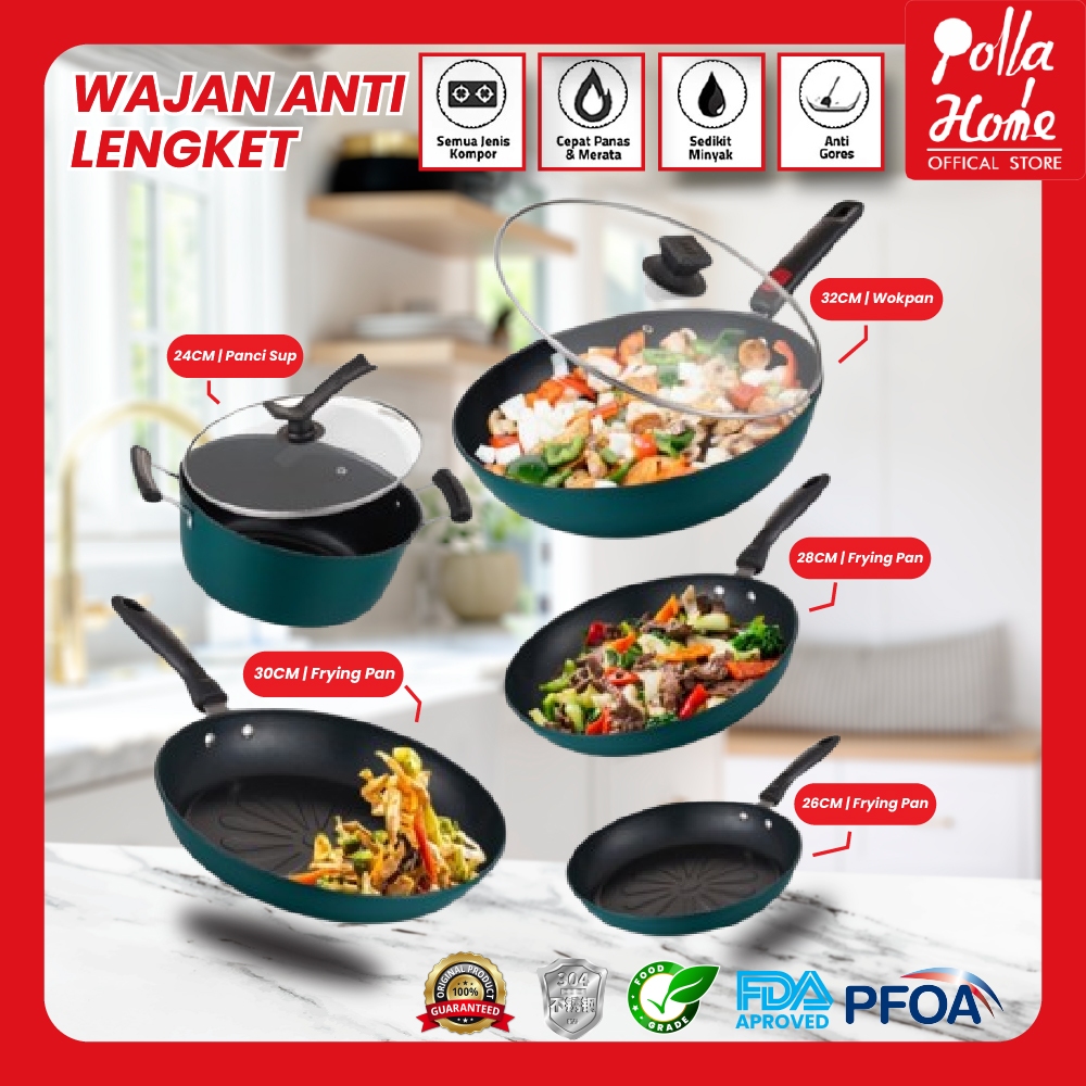 Olla Hom Panci Wajan Penggorengan Set Teflon Anti Lengket Panci Wajan Wokpan Set Masak Tebal Anti Ka