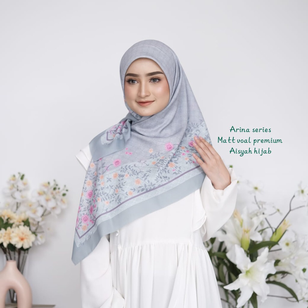 [Grosir Hijab 10pcs]Hijab Segiempat Arina Series Aisyah Jilbab Segiempat Motif Premium Aisyah Jilbab