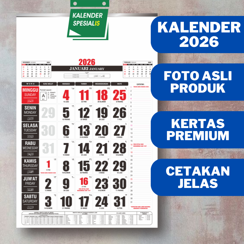 

PROMO KALENDER DINDING 2026 KALENDER MEJA 2026 BEST SELLER