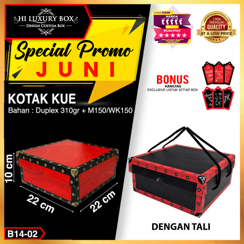 

Kotak Kue | Dus Kue | Kotak serbaguna | Kraft | Murah 22x22x10 Merah Hitam Kotak Imlek