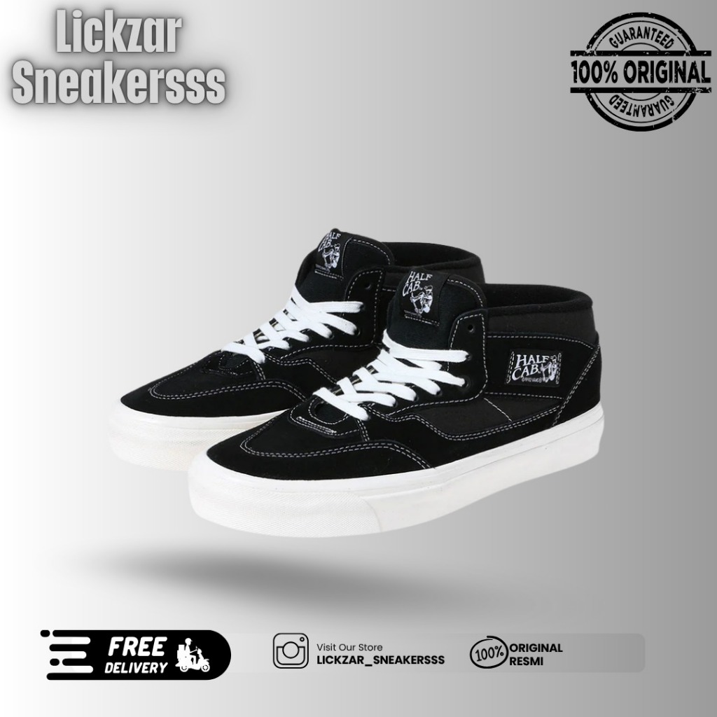 VANS HALFCAB 33 DX ANAHEIM BLACK WHITE ORIGINAL RESMI NAVYA