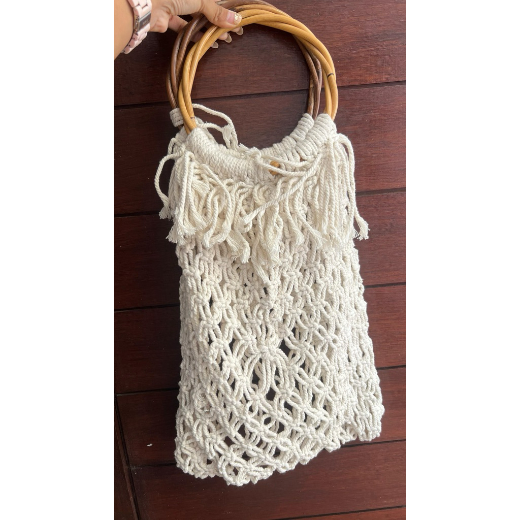 Tas Keranjang Anyaman Pantai Rumbai Kain Benang Beach Bali