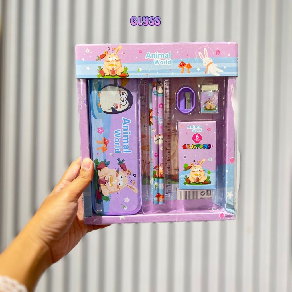 

GLYSS STS-4004G sationery kaleng / alat tulis satu set / alat tulis anak