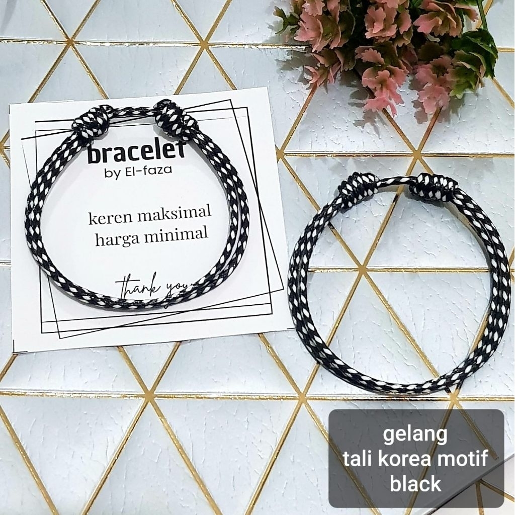 GELANG SERUT TALI KOREA 2MM MOTIF ELEGANT GELANG ANAK MUDA REMAJA DEWASA TAHAN AIR KUAT