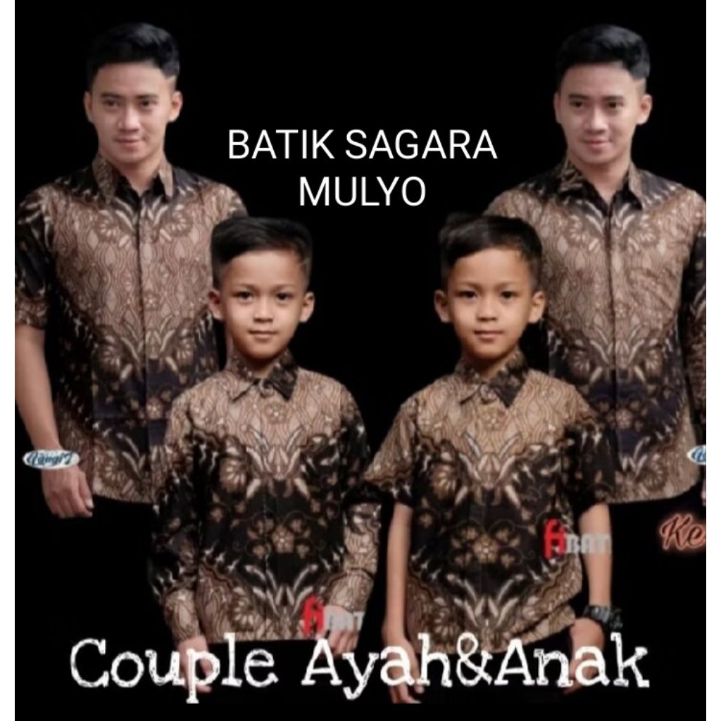 Batik Couple Keluarga Terbaru Motif Keris Coklat Size M L XL XXL - Batik Couple Ayah Dan Anak - Bati