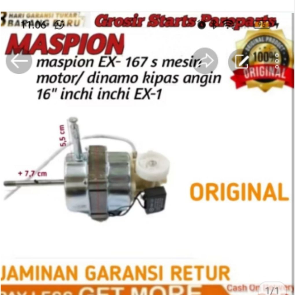 maspion EX -167s  mesin motor / dinamo kipas sex"