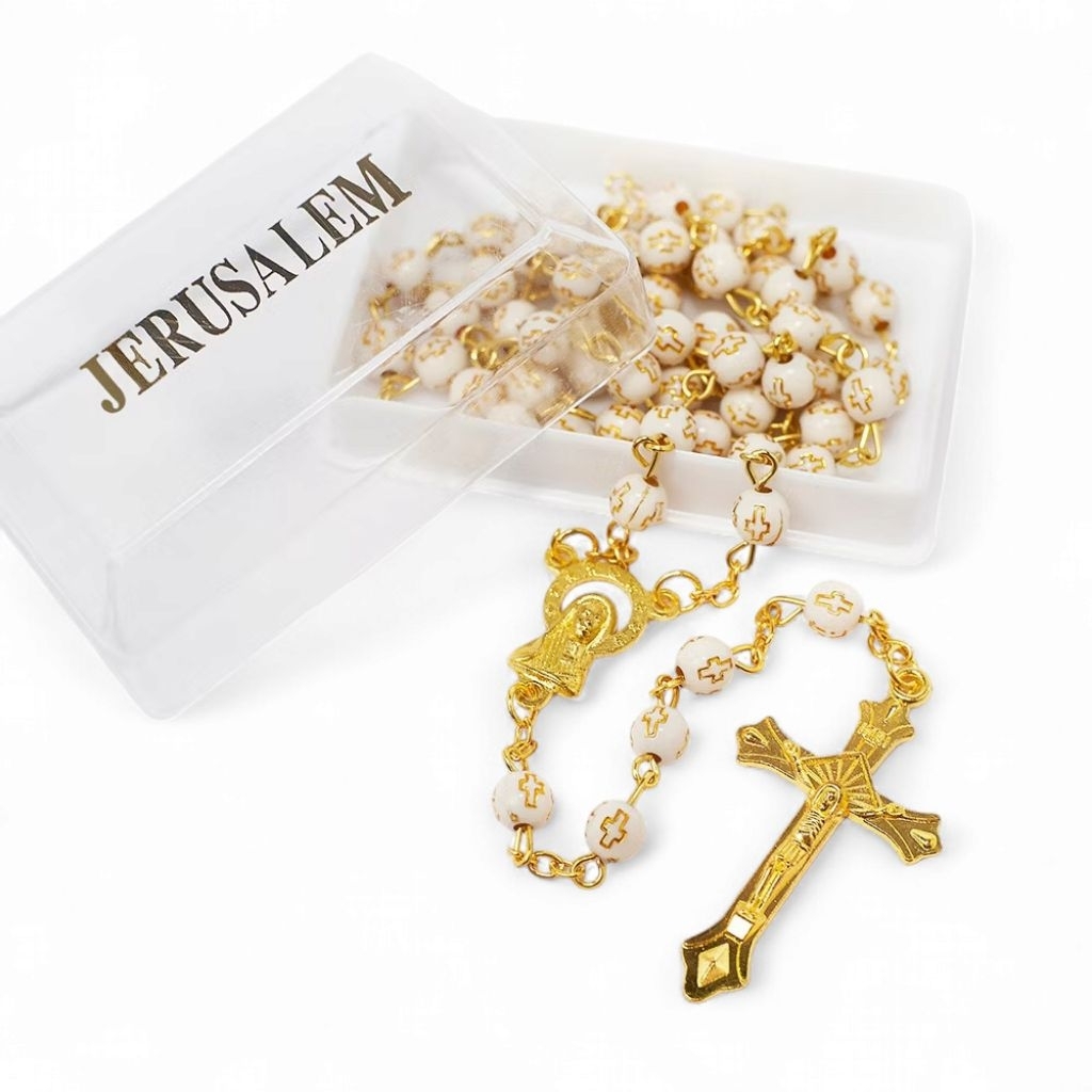 Rosario classic Salib 6mm Impor Kotak Jerusalem Katolik