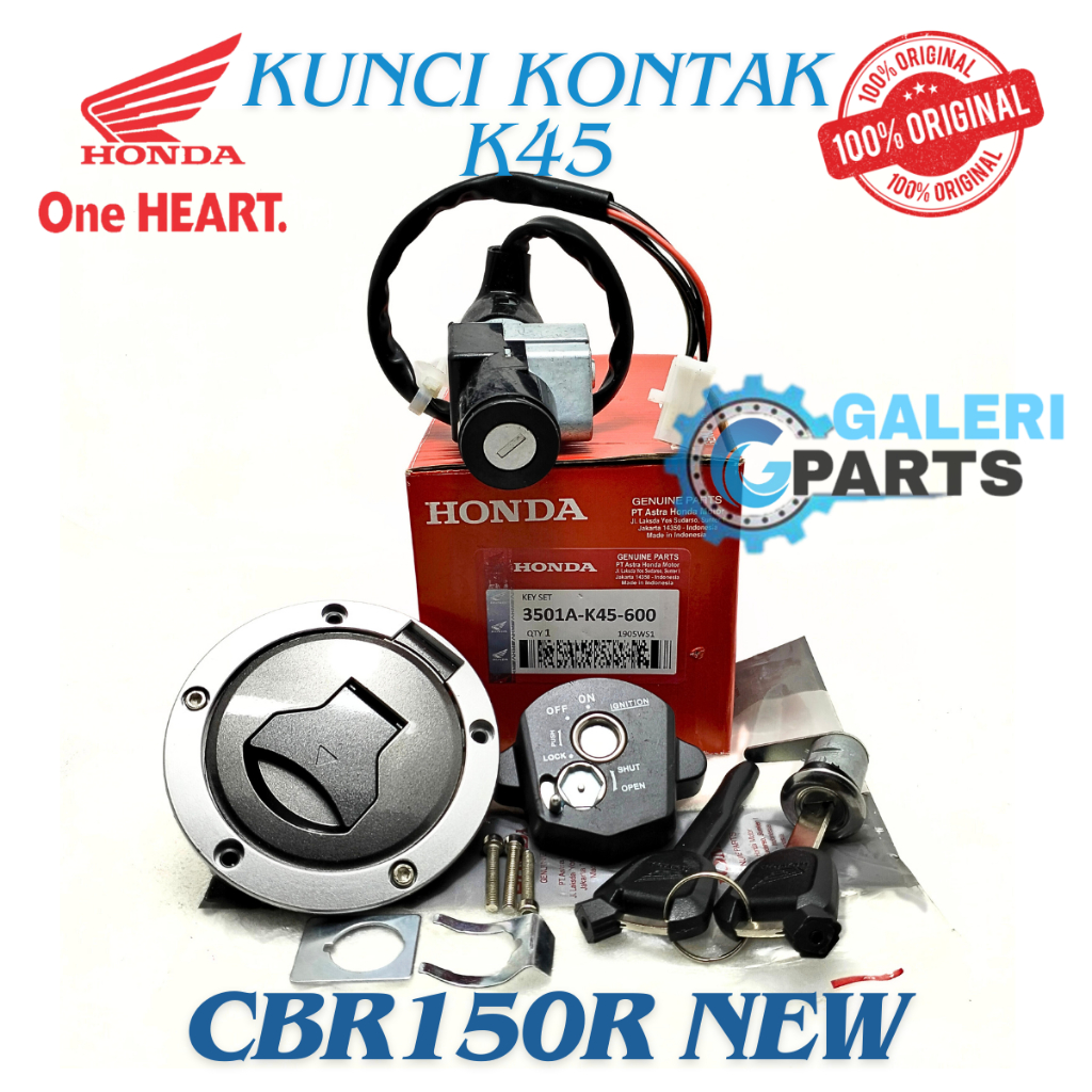 ORIGINAL KUNCI KONTAK 1 SET JOK DAN TUTUP TANGKI HONDA K45 CBR150R NEW LED KUALITAS ASLI  AHM ORI KE