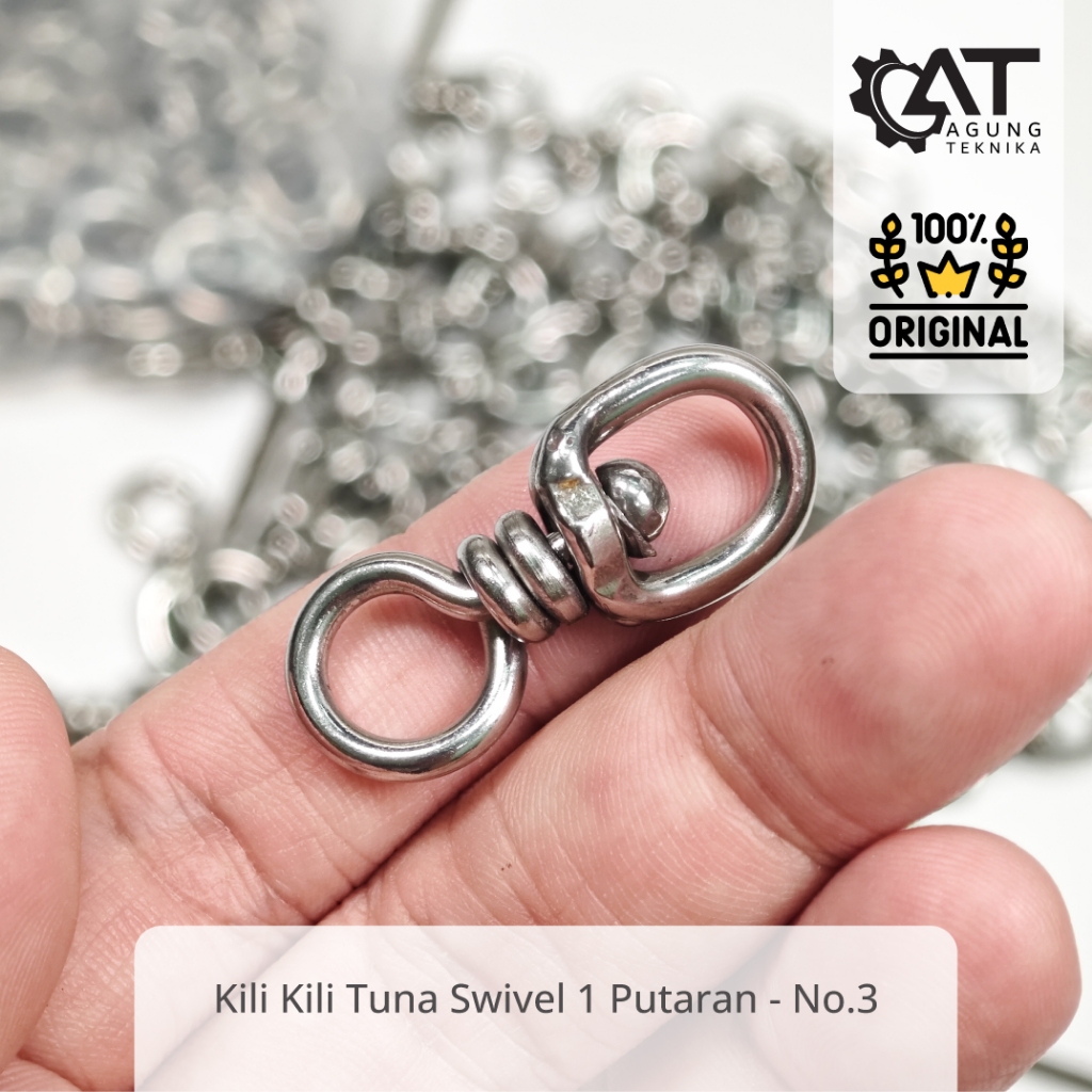 Kili kili Tuna Swivel No. 3 Rantai Pancing Putar untuk Pancing Tuna dan Hiu