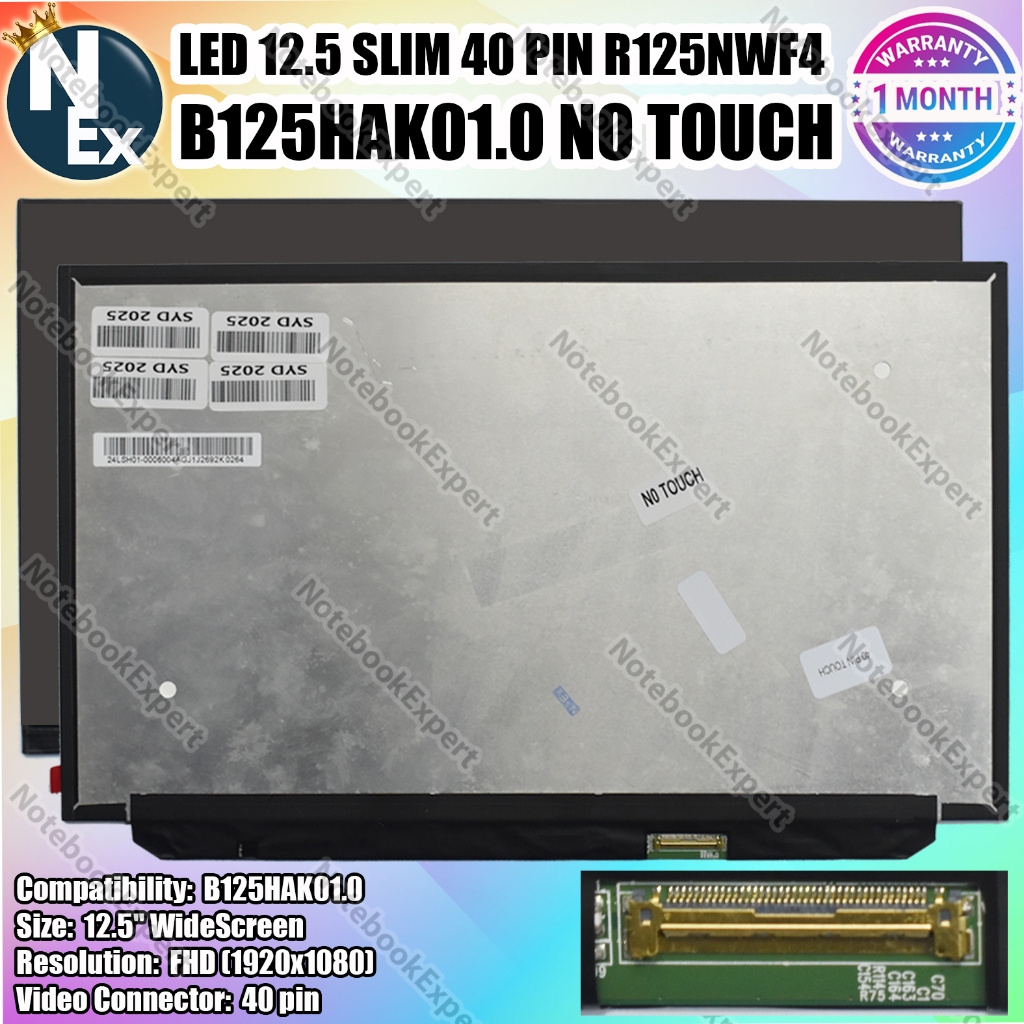 Led 12.5 slim 40 pin R125NWF4 B125HAK01.0 No Touch