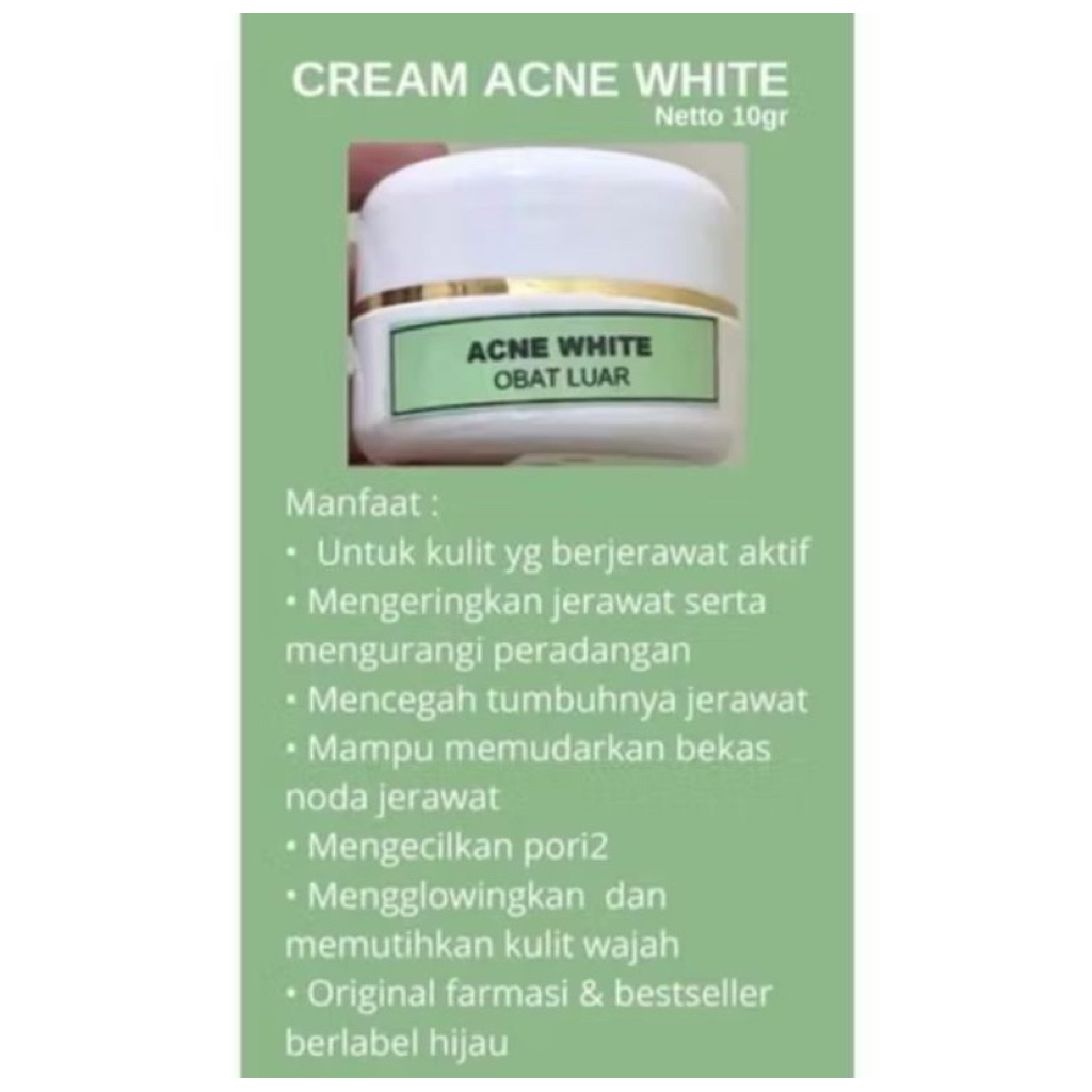 CREAM MALAM FARMASI ACNE WHITE LABEL HIJAU 100% ORIGINAL