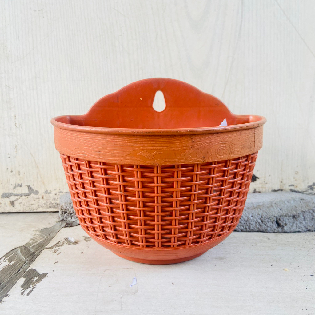 pot tempel plastik untuk tanaman dan bunga hidup/imitasi warna bata anti pecah pot bagus