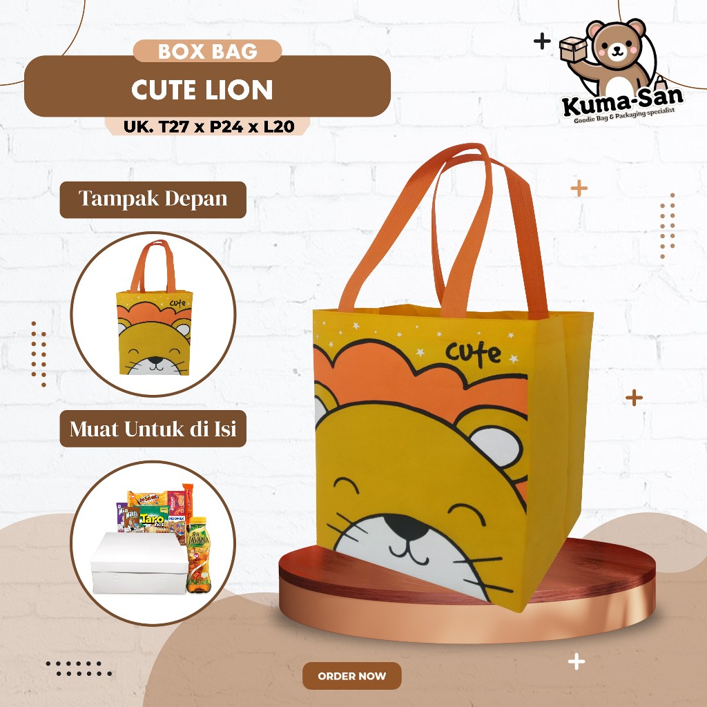 

[BISA CUSTOM] Tas Spunbond Kotak Nasi Animal | Tas Animal | Bahan Tebal Tas Birthday Party | Goodie Bag Birthday Ukuran 27x24x20