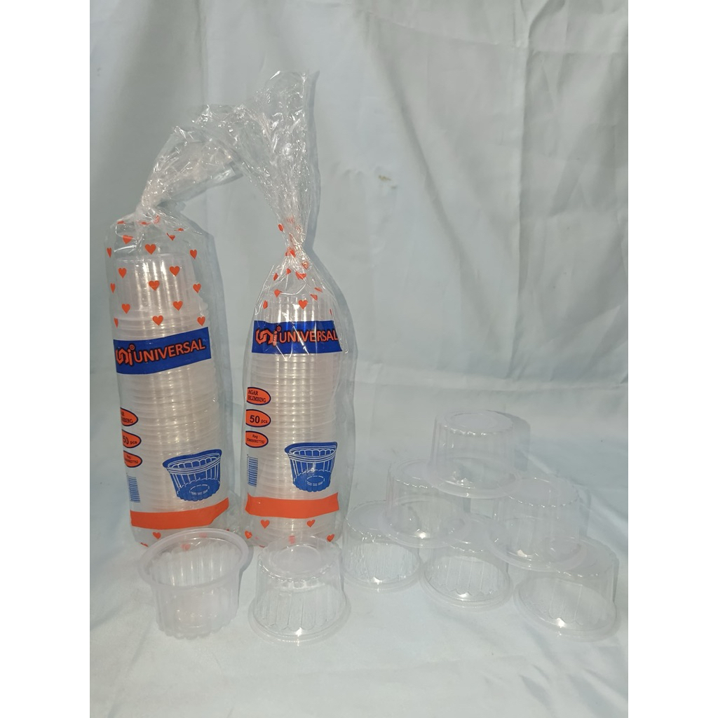 CUP SAMBAL/CUP SAOS/CUP JELY PLASTIK/GELAS PLASTIK KECIL/CUP KECIL 60ML ISI 50 PCS MEREK UNIVERSAL T