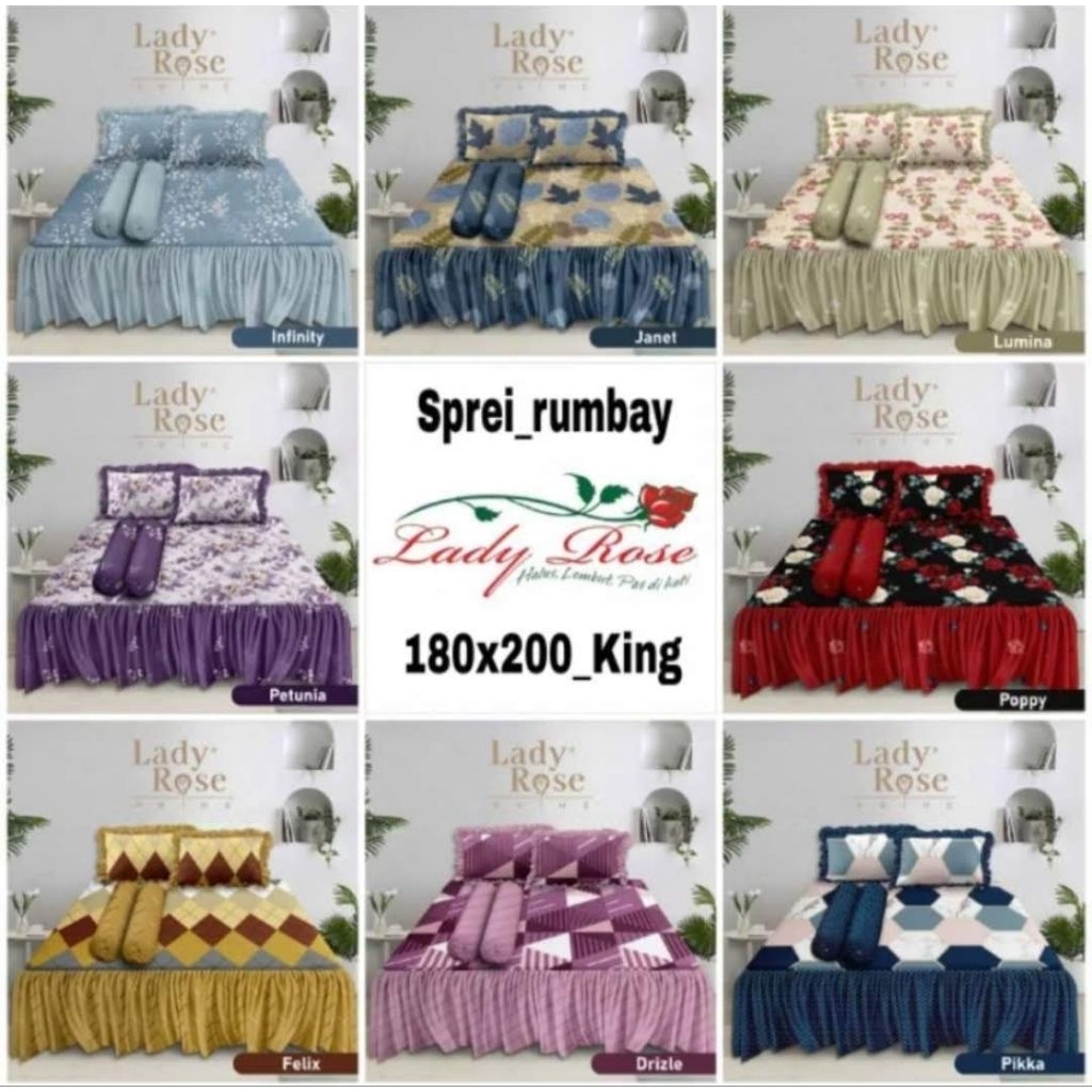 Lady rose - Sprei rumbai lady rose prime king 180x200