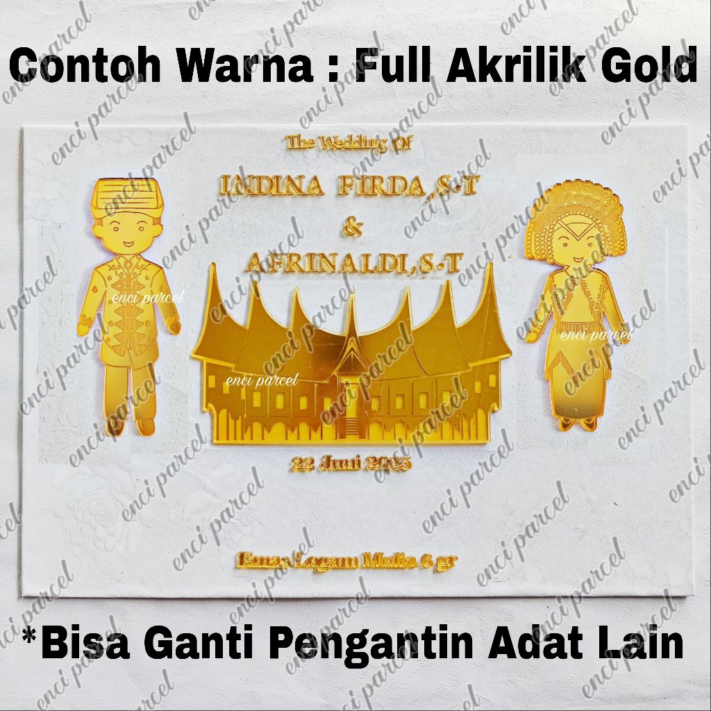 kode 192 set dekorasi rumah adat gadang padang the wedding nama tanggal nominal mahar bahan akrilik 