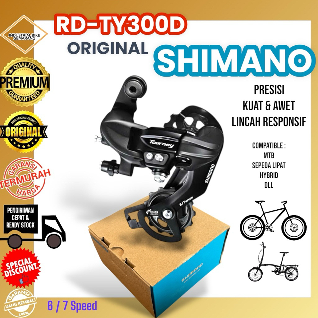 (( ORIGINAL RD TY300D SHIMANO TOURNEY )) Rear Derailleur Pemindah Gigi Gir Gear Belakang Sepeda 6 7 