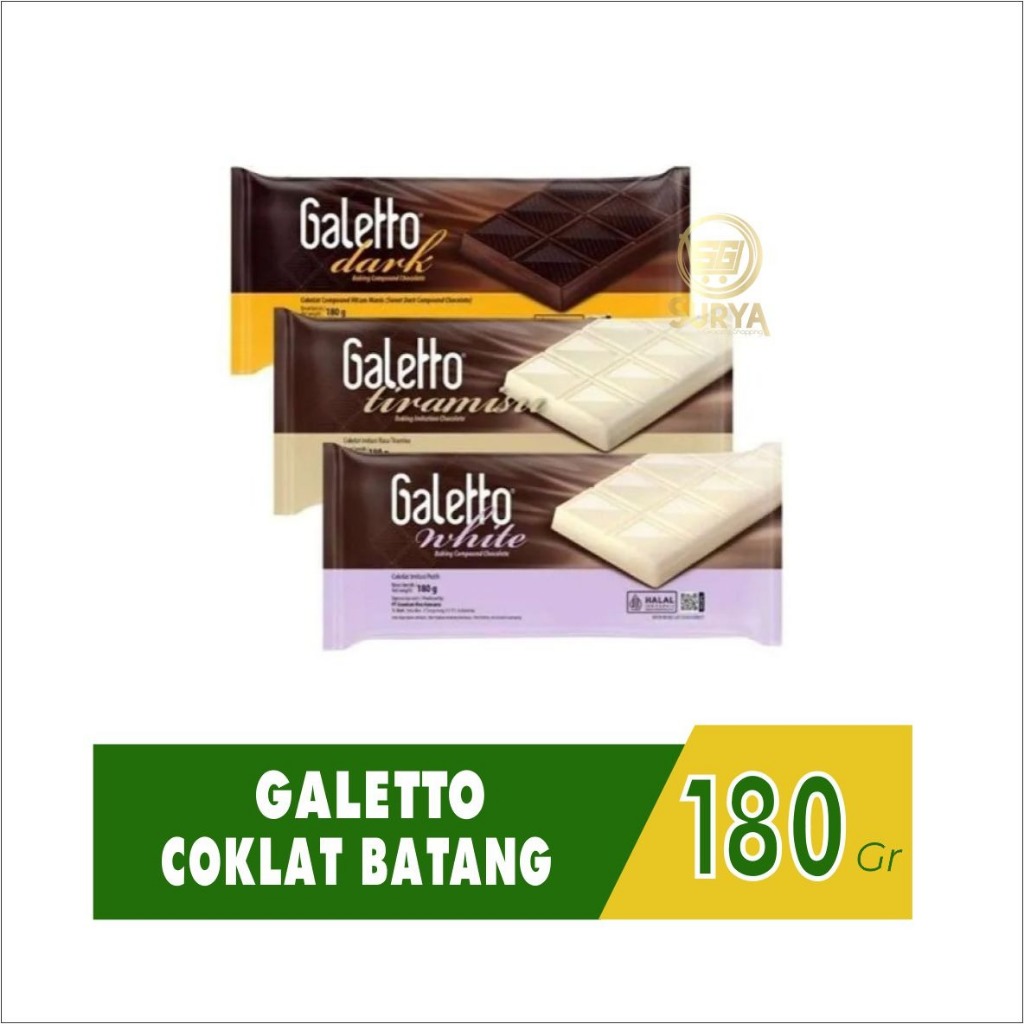 

Galetto Chocolate / Coklat Batang Bahan Kue / Dark / White / Tiramisu - 180g & 250g