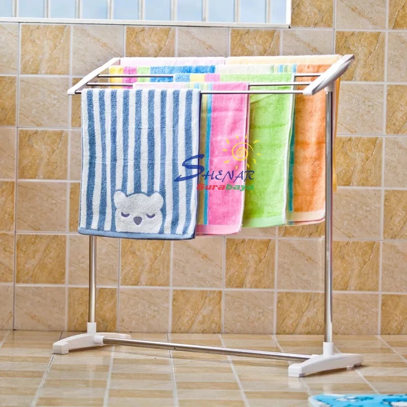 Gantungan Handuk 5 Pipa Minimalis Stainless Anti Karat Rak Jemuran Kamar Mandi Elegan & Kokoh