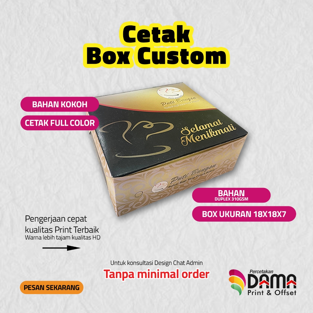 

CETAK BOX NASI CUSTOM / KOTAK 18X18X7 / CUSTOM BOX NASI MURAH / CETAK KOTAK KEMASAN