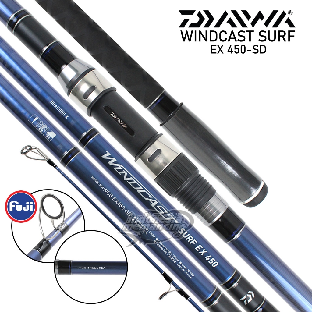 Joran DAIWA WINDCAST SURF EX 450-SD | 20 s/d 50lbs | 450cm | Surf Casting Rod | Sambung 3 ~IM Store