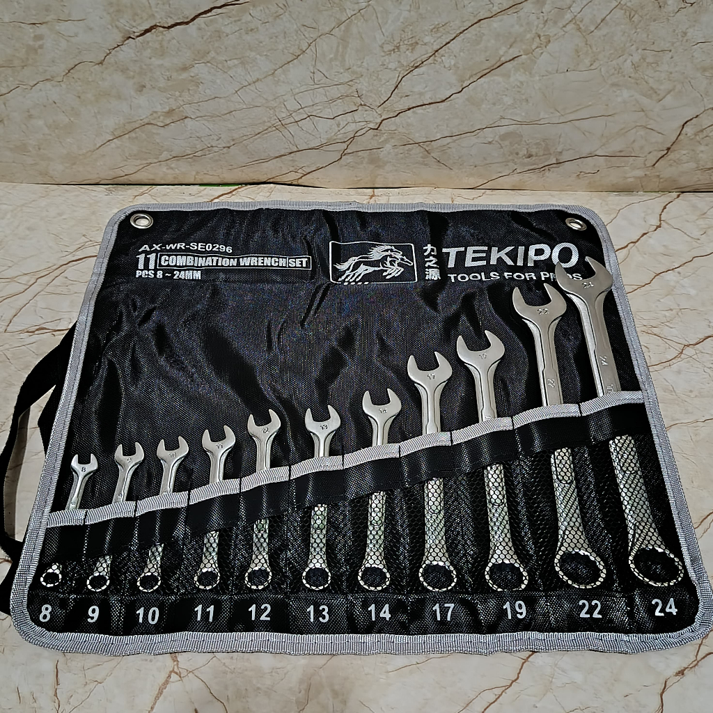 Tekiro Kunci Ring Pas Set 11 Pcs 8 - 24 mm - Kunci Ring Pas Tekiro 1 Set Lengkap