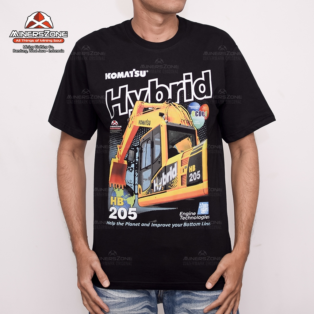 MinersZone Kaos Tambang KOMATSU Hybrid HB205 Original Pria | Kaos Operator Excavator | Batubara