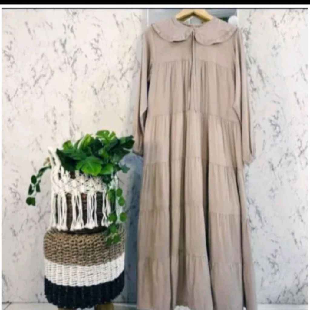 Gea Midi Dress Kerah Korea Rayon Twill Adem