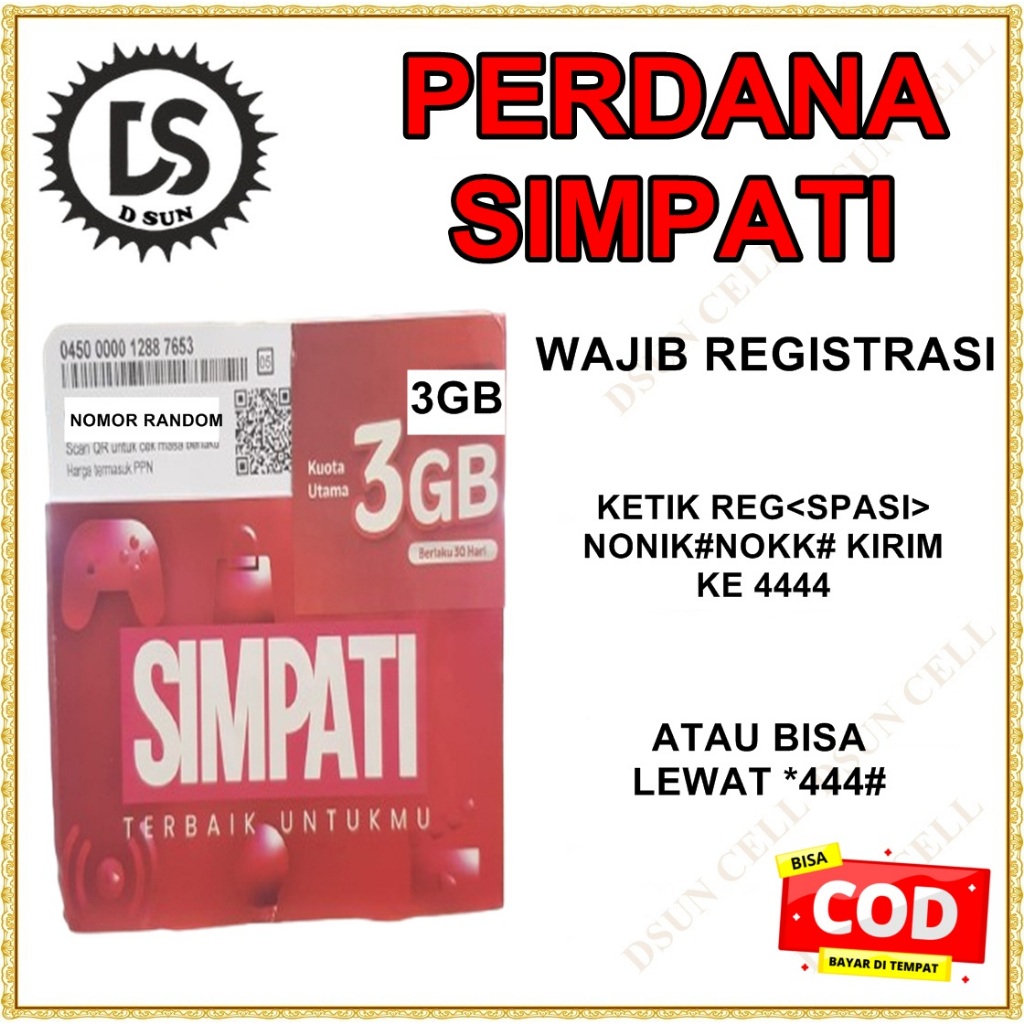 kartu perdana simpati 3gb kuota Ori