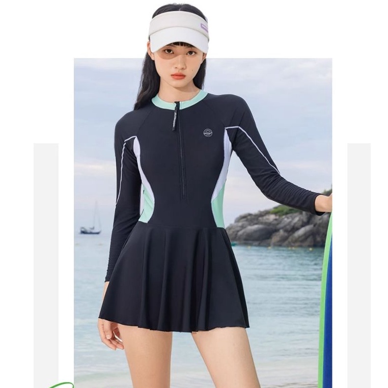 KODE K36L Kappa Girls Swimdress OnePiece Cool Black Dress Fashion Young Women Beach Swimming