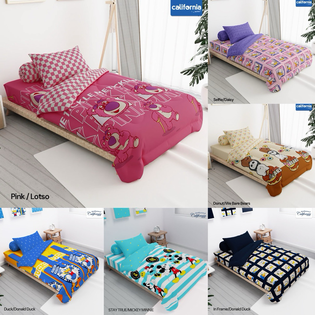 BEDCOVER SINGLE CALIFORNIA - BEDCOVER 120x200 KARAKTER - BEDCOVER SINGLE MURAH MERIAH - BEDCOVER PAL