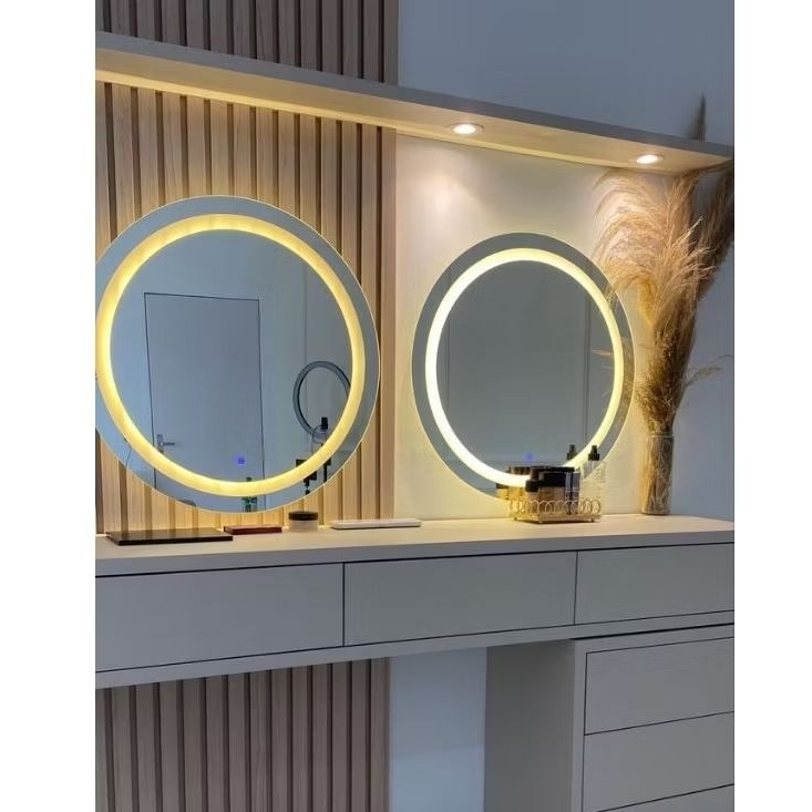 Cermin led Bulat aesthetic cermin tempel dinding wastafel cermin kamar mandi