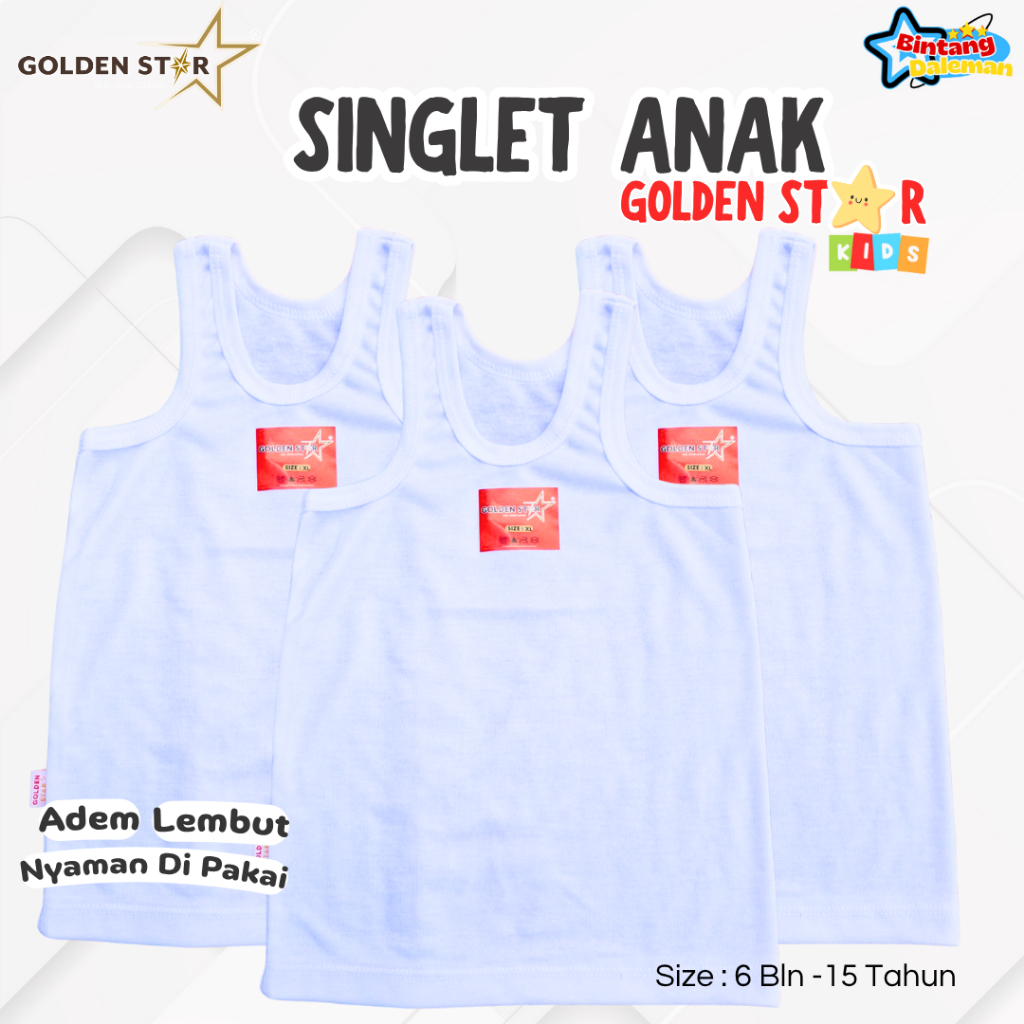 1 Lusin Singlet Anak Warna Putih Laki laki dan perempuan - Kaos Singlet Anak laki laki / Perempuan -