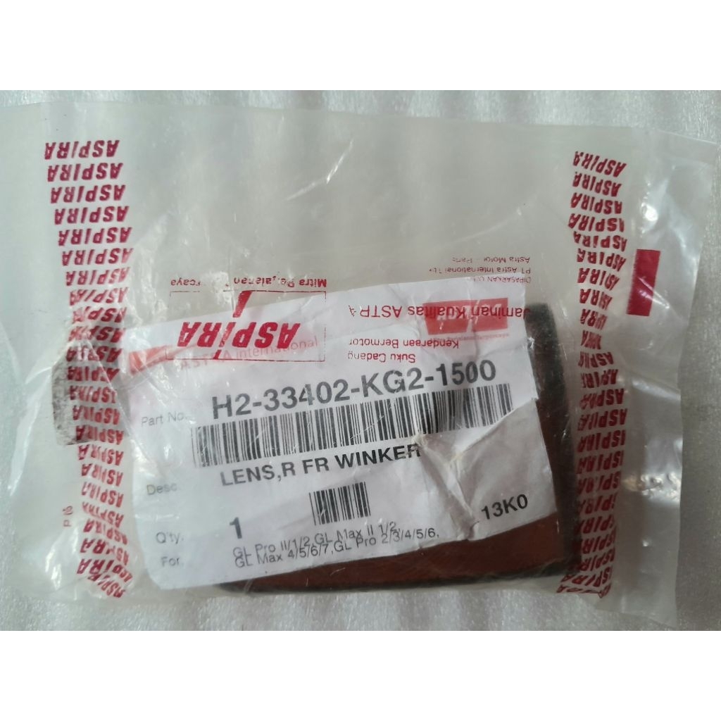 Mika kaca lampu sein riting depan kanan honda GL Max GL Pro original baru Aspira